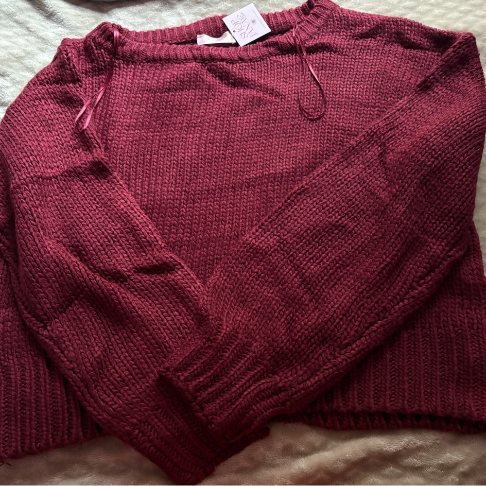 Elegant Burgundy Knit Sweater